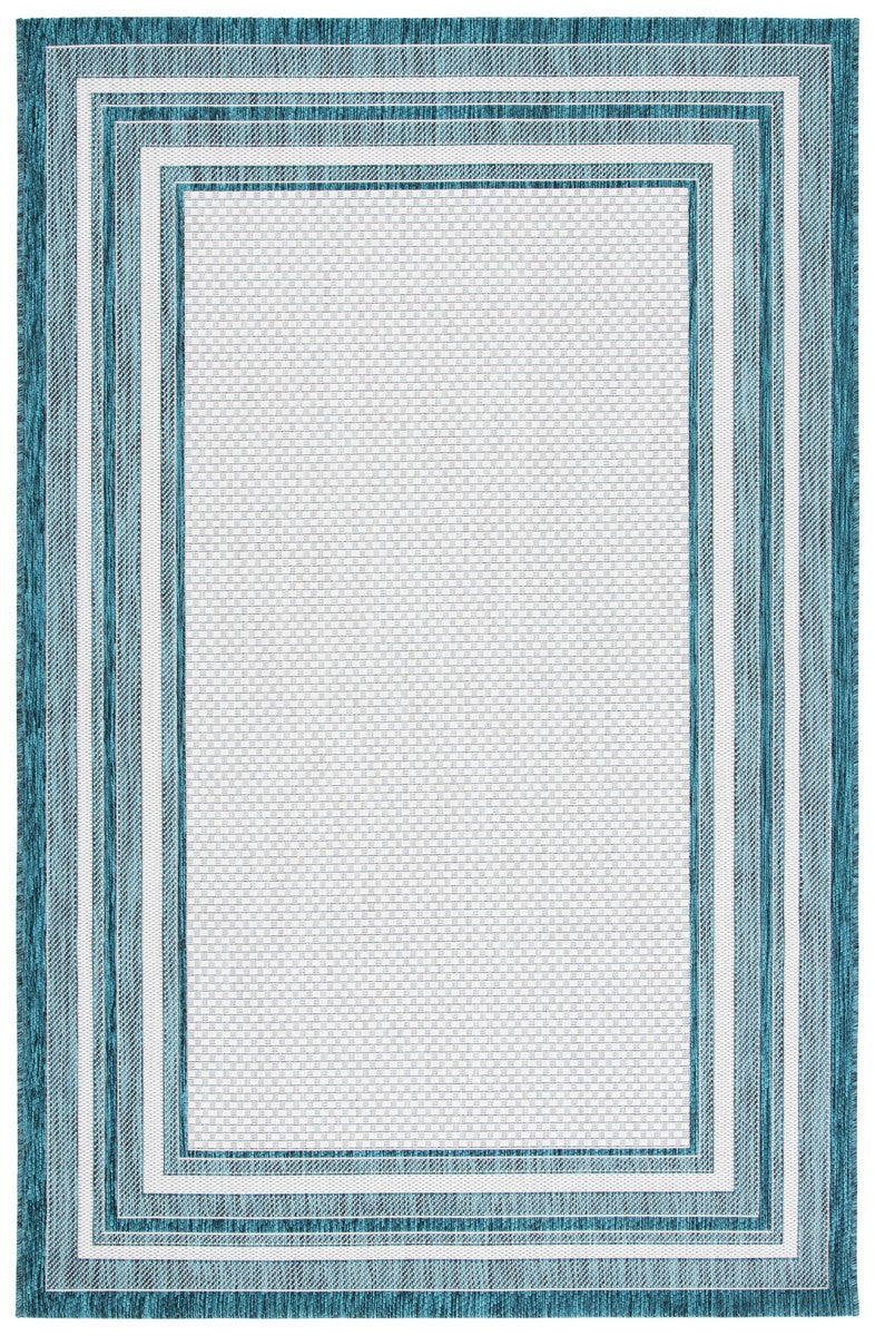  Safavieh Courtyard 8475 Indoor / Outdoor Rug - Ivory / Teal - Bonton