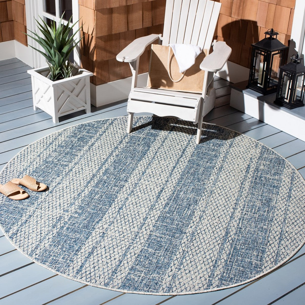  Safavieh Courtyard 8736 Indoor / Outdoor Rug - Light Grey / Blue - Bonton