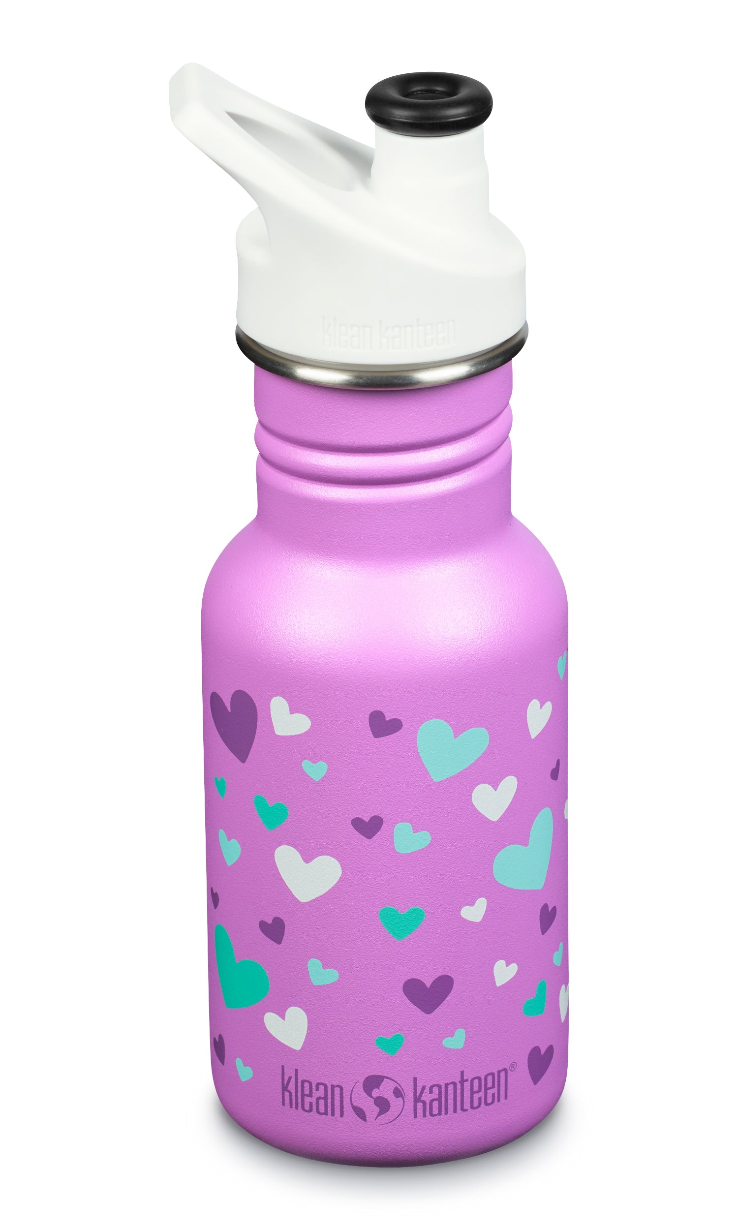  Klean Kanteen Kid Classic Narrow 12oz with Kid Sport Cap - Orchid Hearts (OH) - Bonton