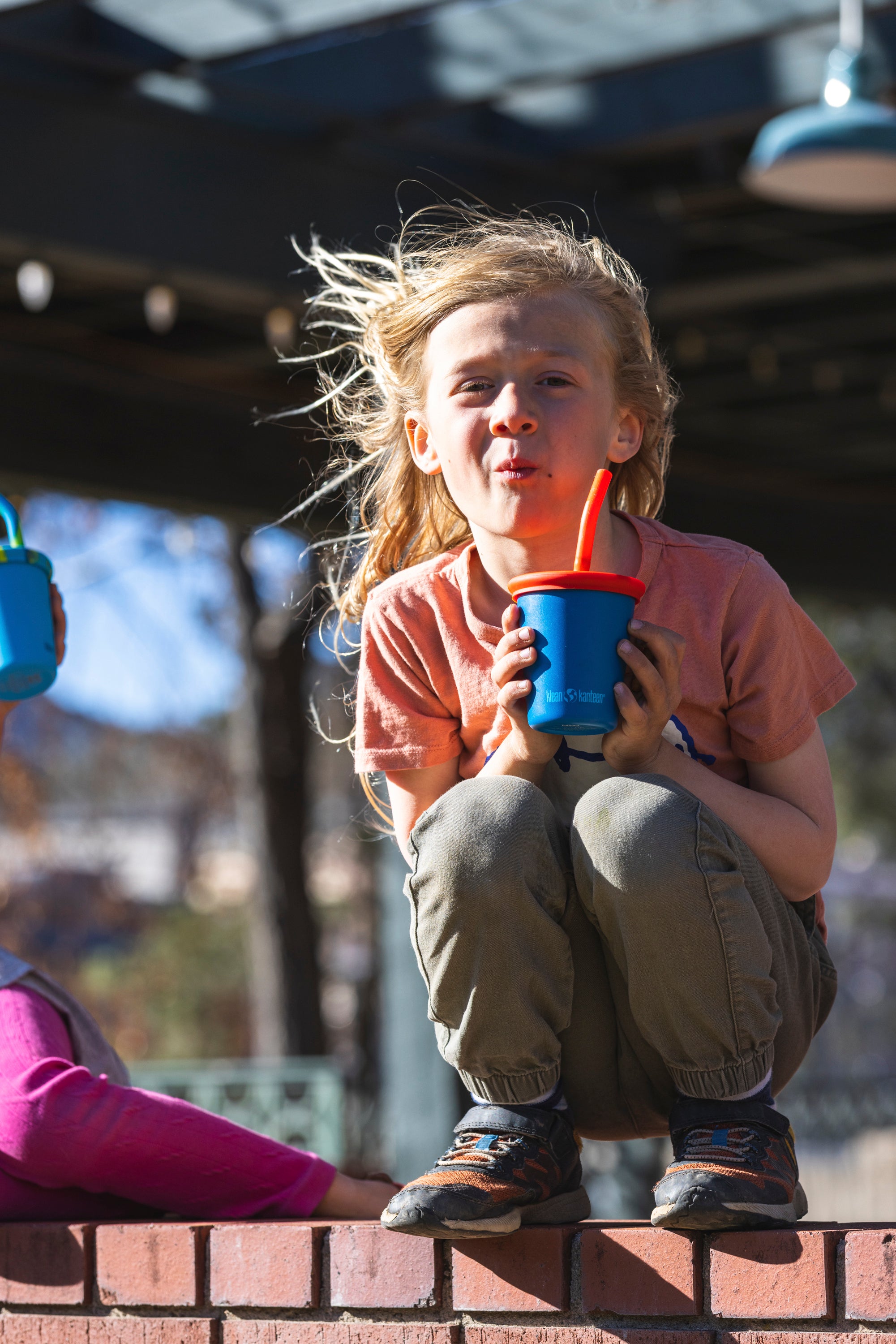  Klean Kanteen Kid Cup 10oz with Kid Straw Lid - Mykonos Blue (MB) - Bonton