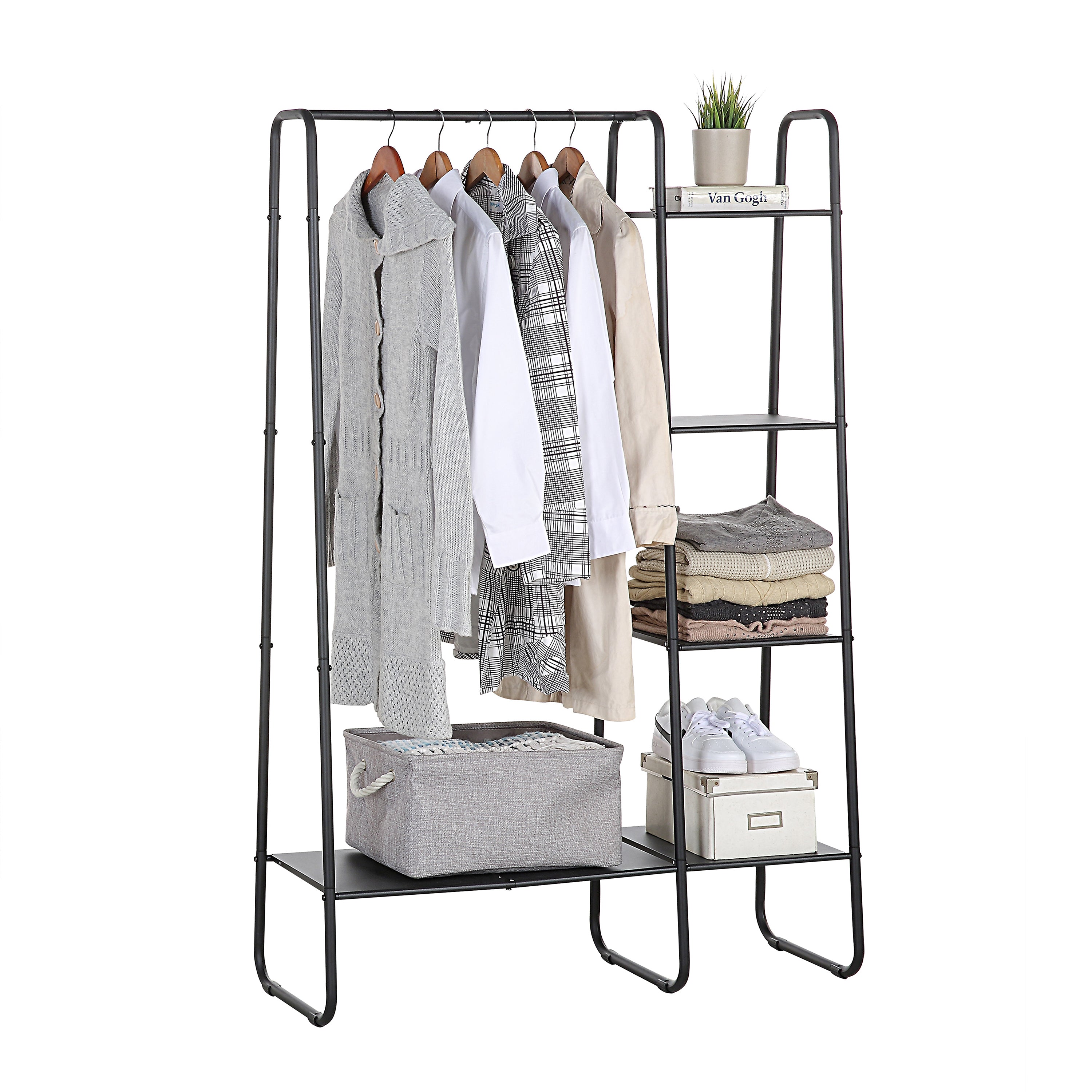  Garment Rack with 4 Tier Rack - Black - Bonton