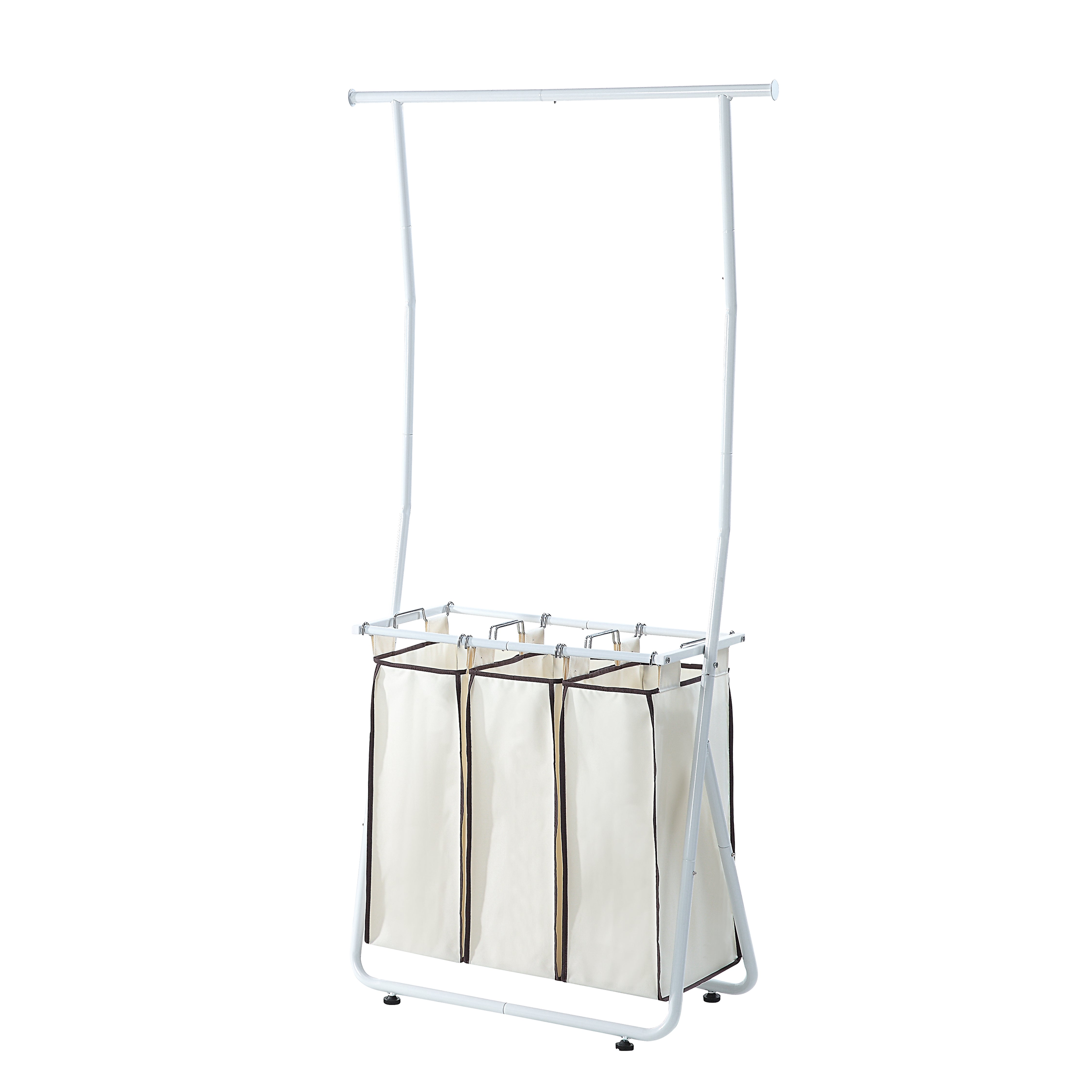  Laundry Sorter with Hanging Bar - White - Bonton