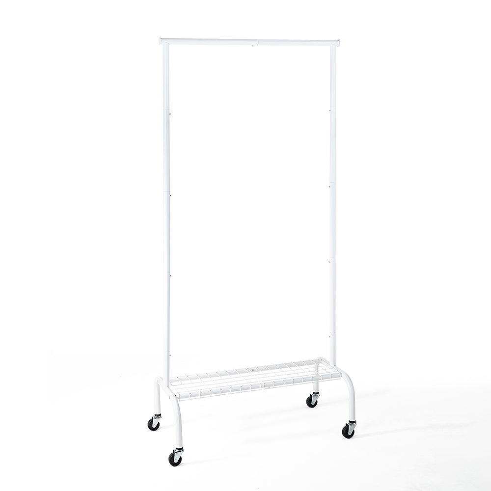  Single Garment Rack with 1-Tier Lower Shelf - White - Bonton