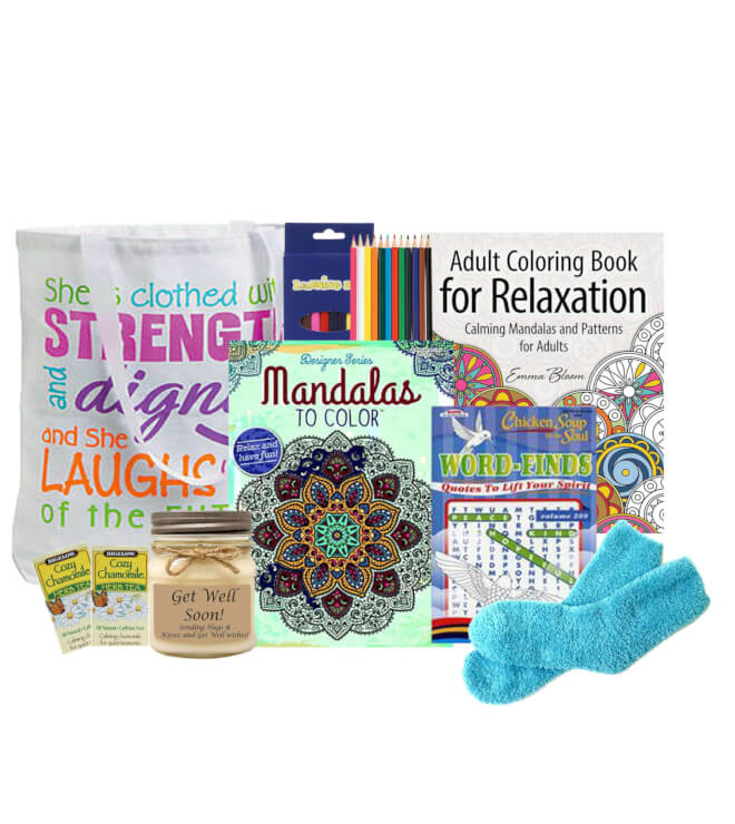 Stress Reducing Coloring Gift Tote- get well soon gifts for women