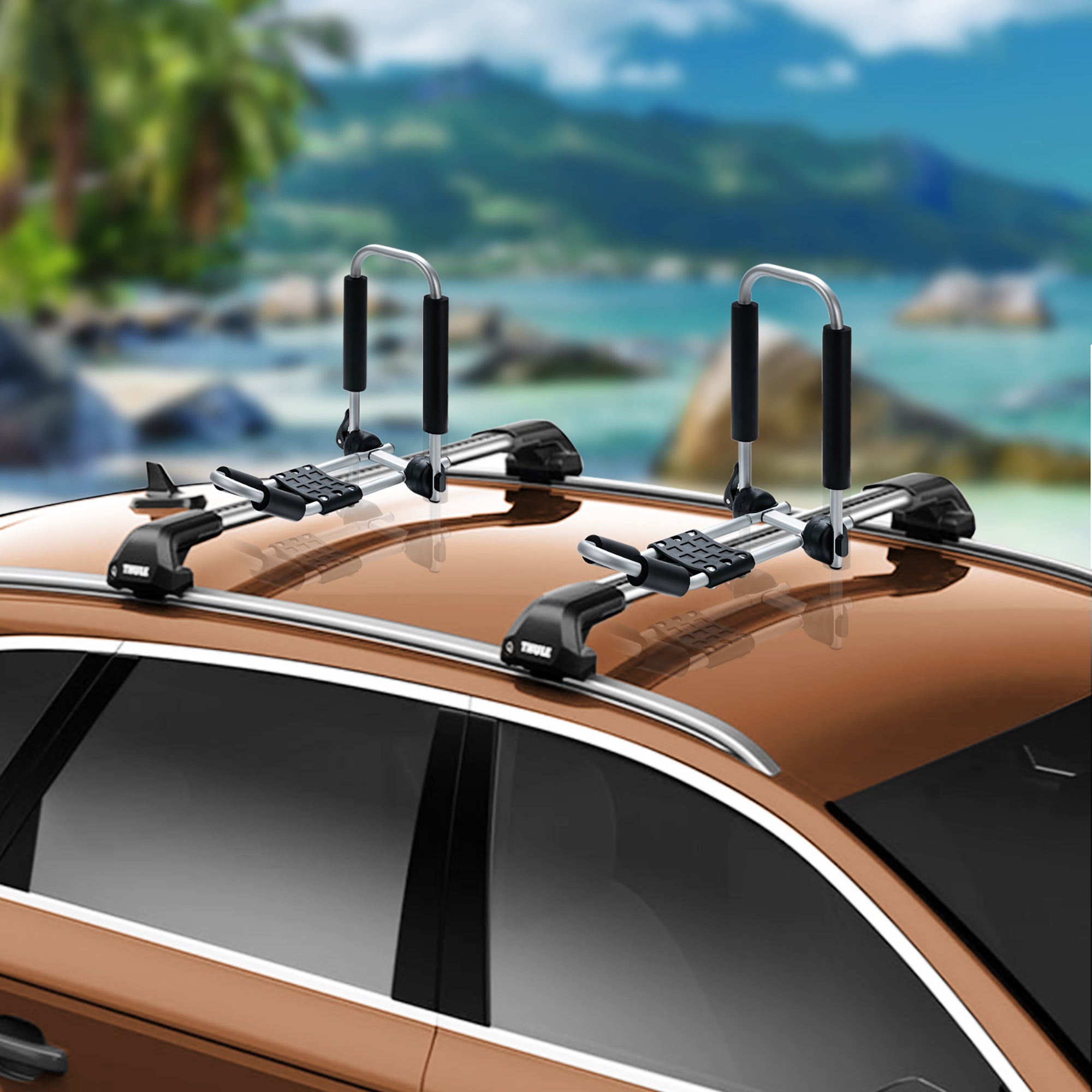  J-Bar Kayak Roof Rack Folding Universal Kayak Rack For Canoe Surfboard - Silver - Bonton