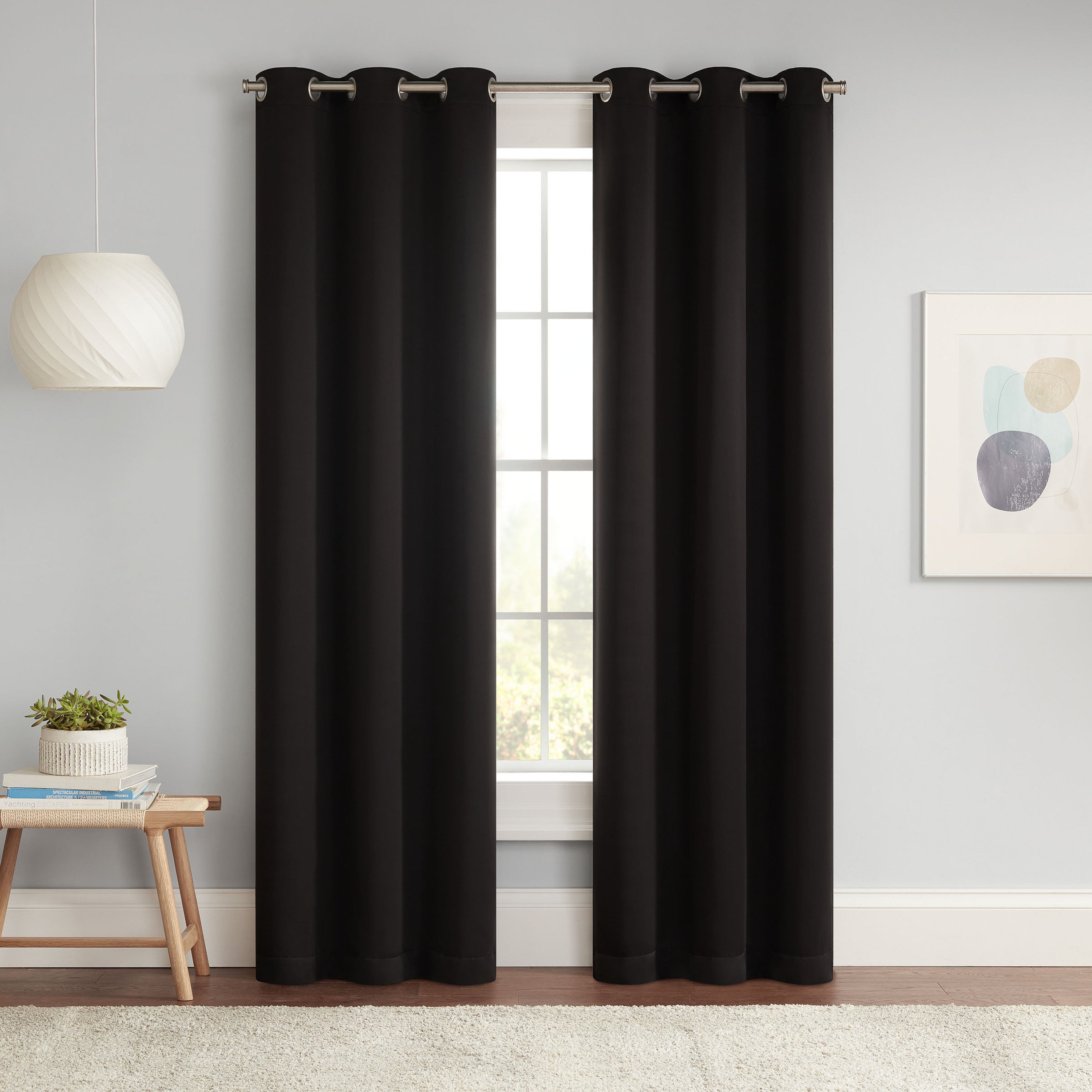  Eclipse Darrell Grommet Curtain Panel - Black - Bonton