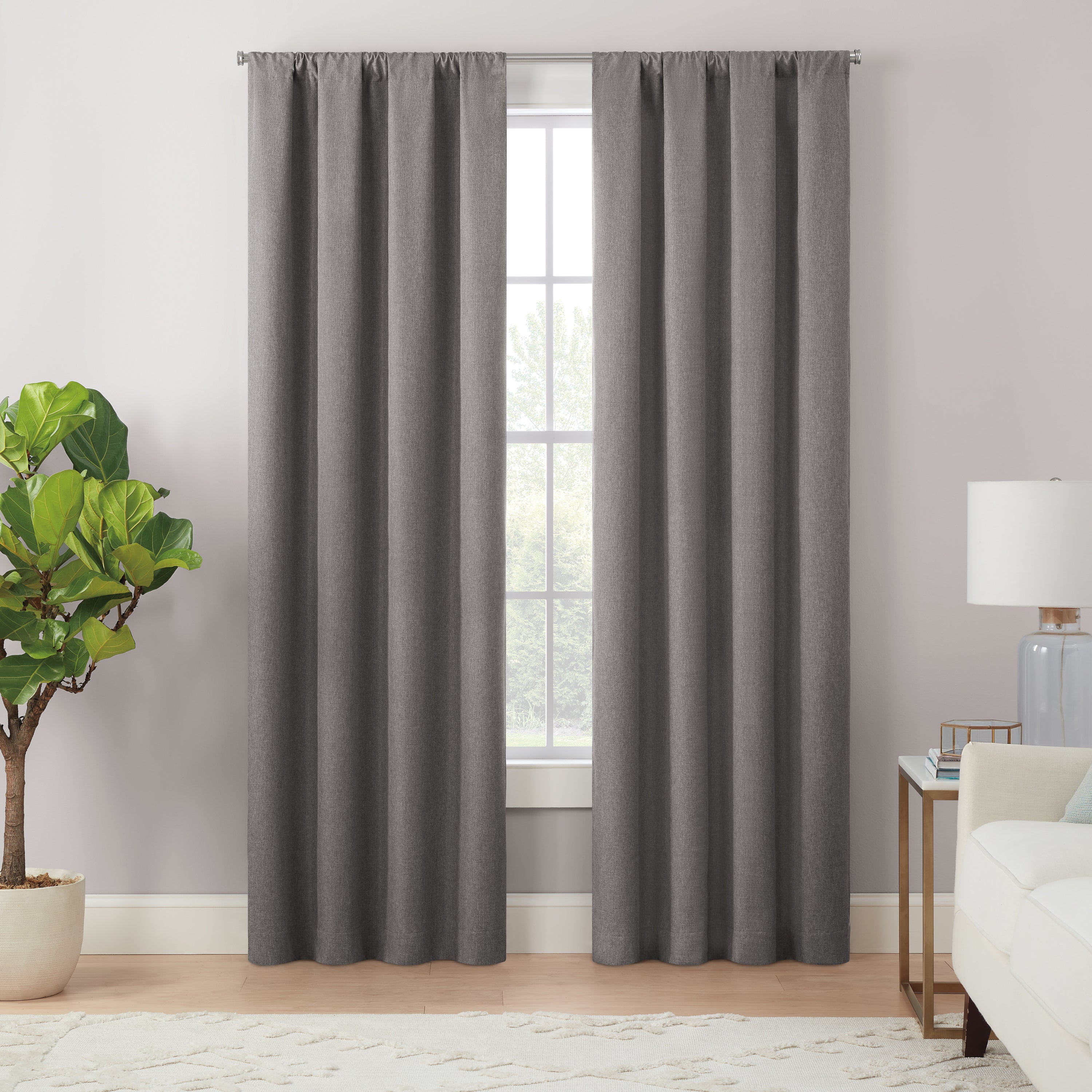  Magnitech Cannes Rod Pocket Blackout Curtain Panel - Charcoal - Bonton