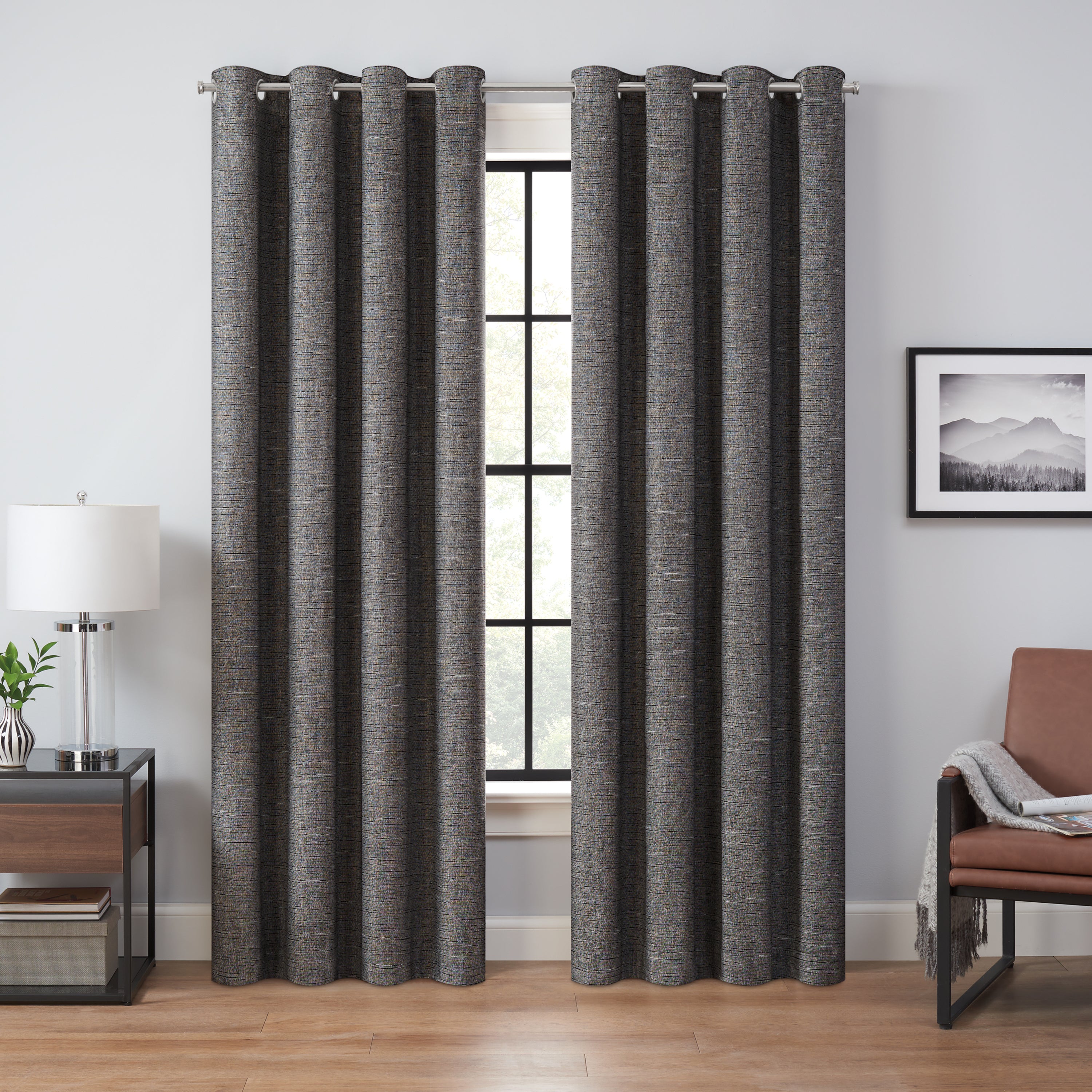  Magnitech Branson Grommet Blackout Curtain Panel - Black - Bonton