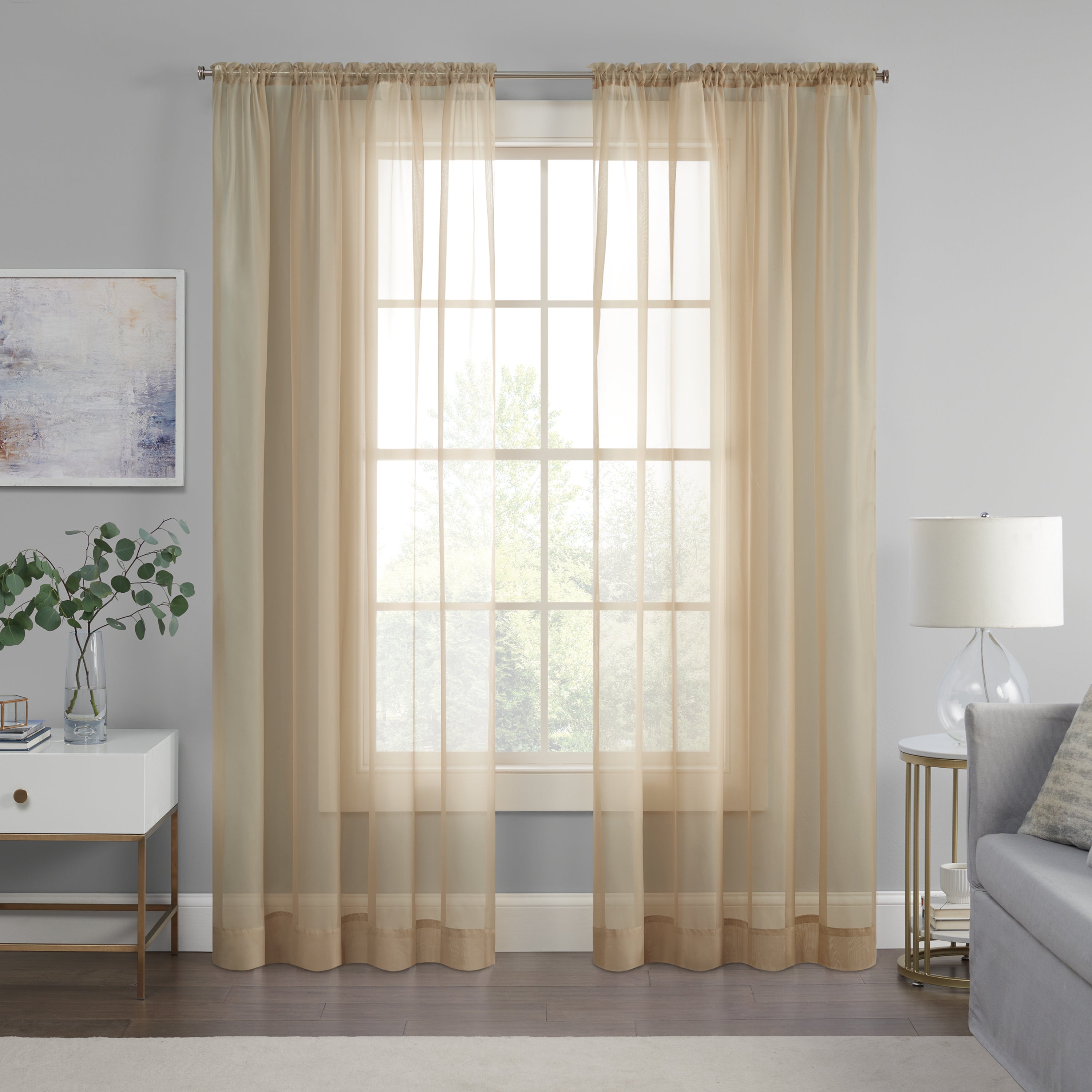  Eclipse Livia Sheer Rod Pocket Curtain Panel - Linen - Bonton