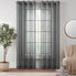  Eclipse Emina Grommet Crushed Sheer Voil Rod Grommet Curtain Panel - Grey - Bonton