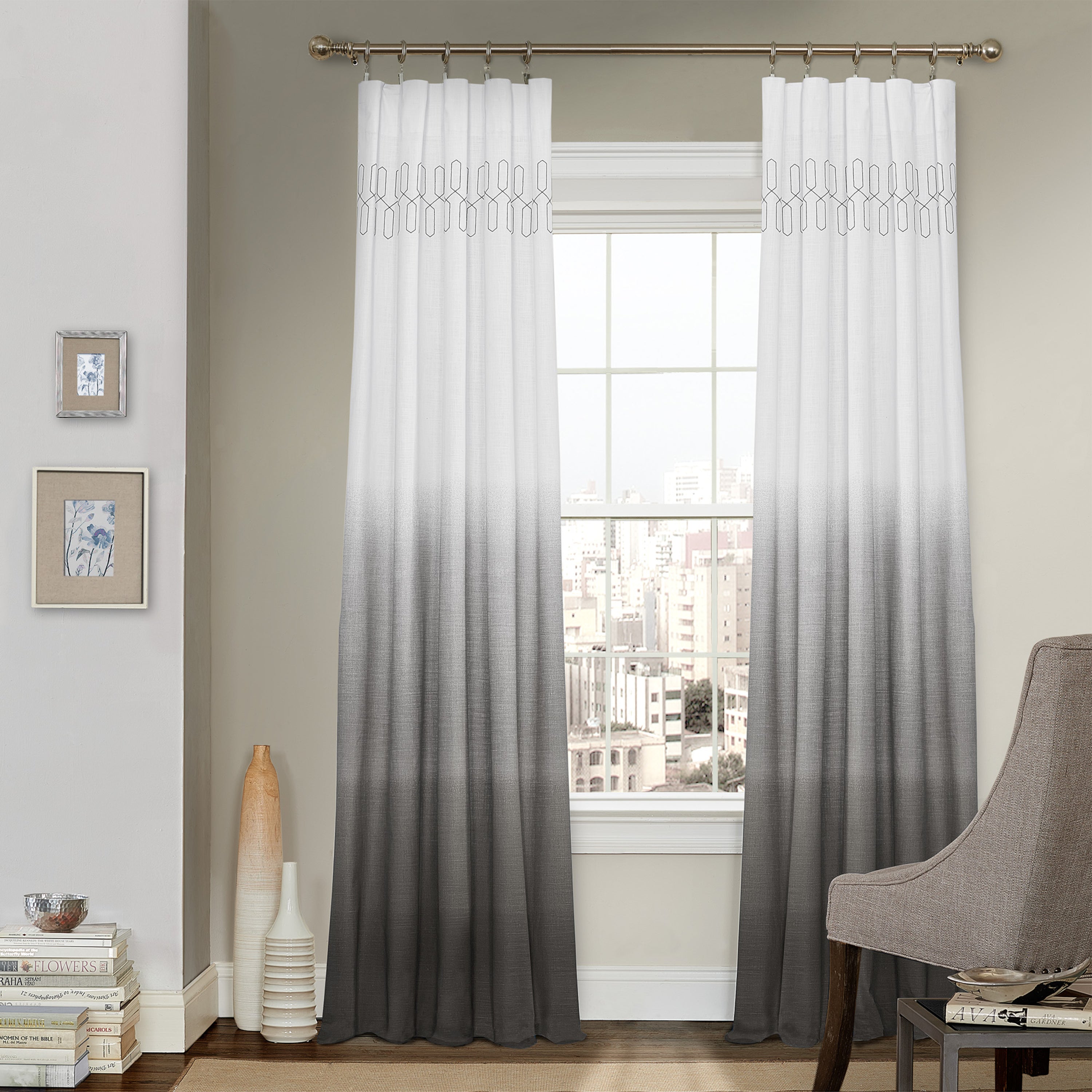  Arashi Window Curtain Panel - Grey - Bonton