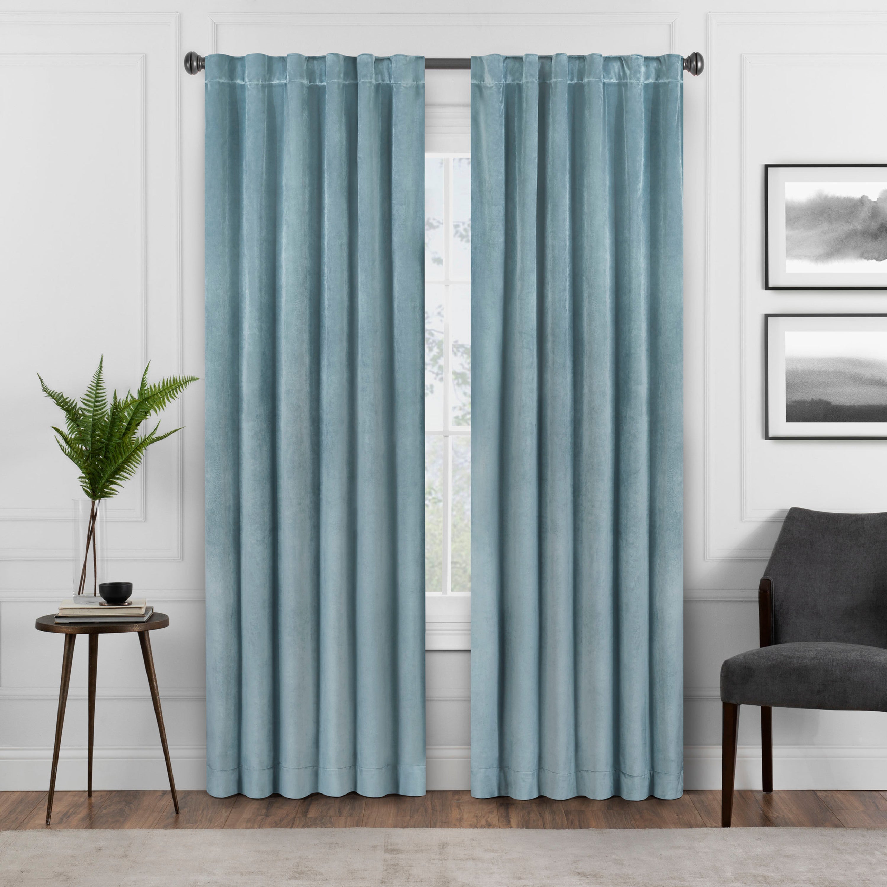  Harper Absolute Zero Blackout Curtain Panel - Blue - Bonton