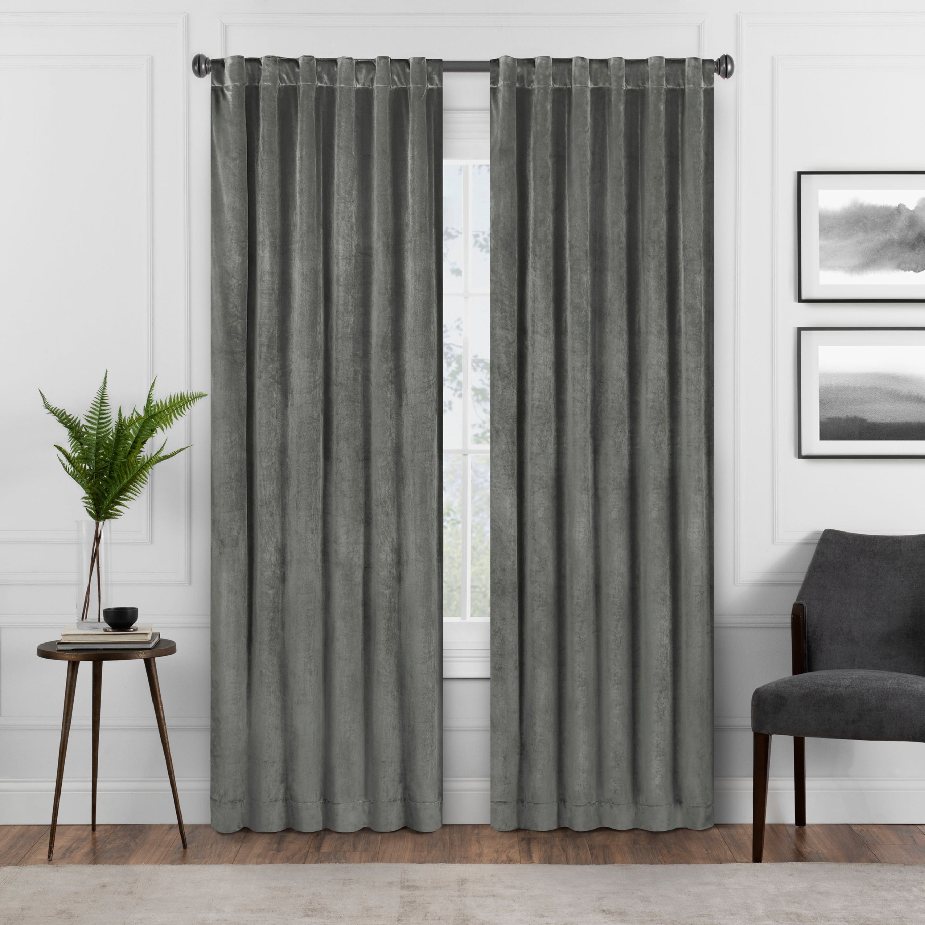  Harper Absolute Zero Blackout Curtain Panel - Charcoal - Bonton