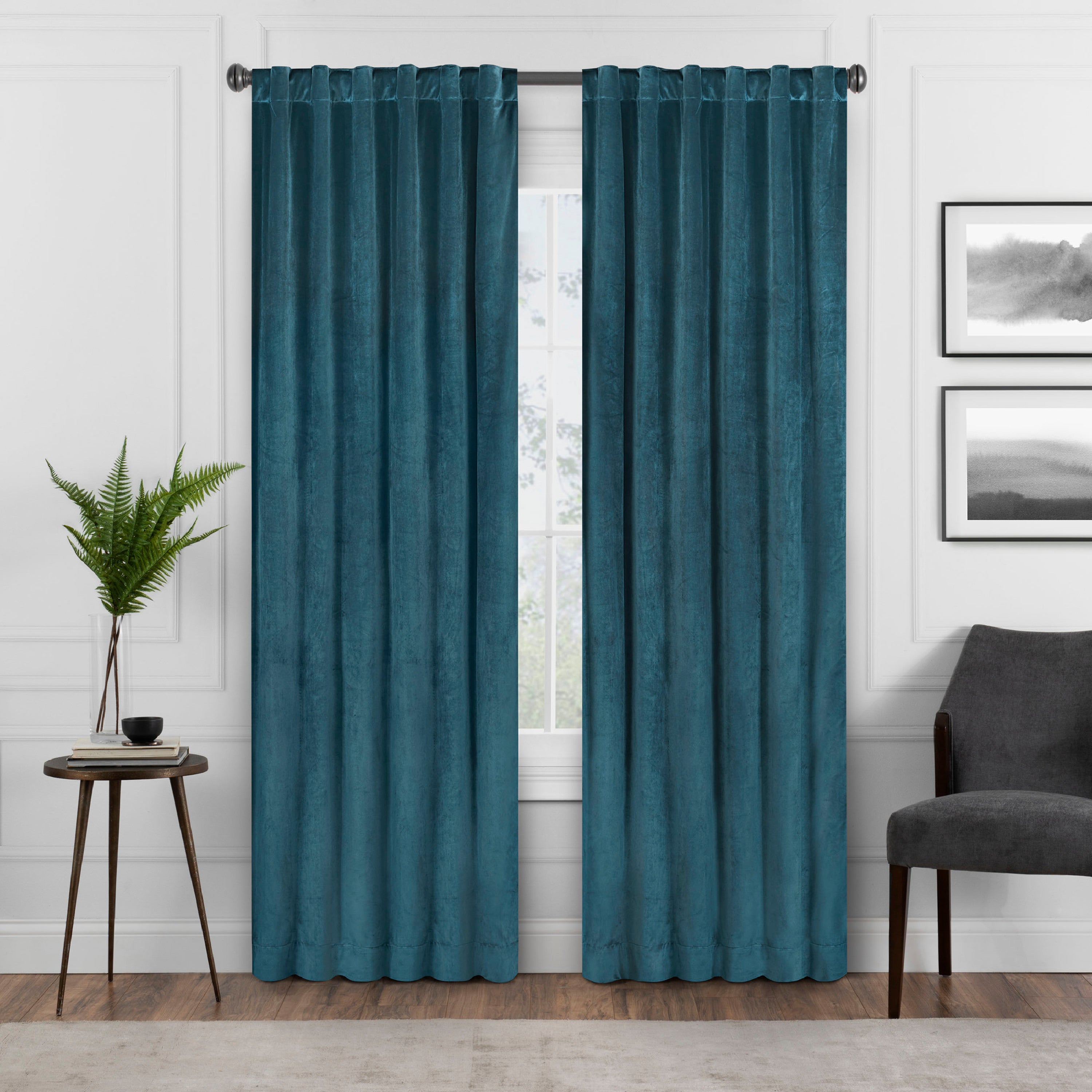  Harper Absolute Zero Blackout Curtain Panel - Teal - Bonton