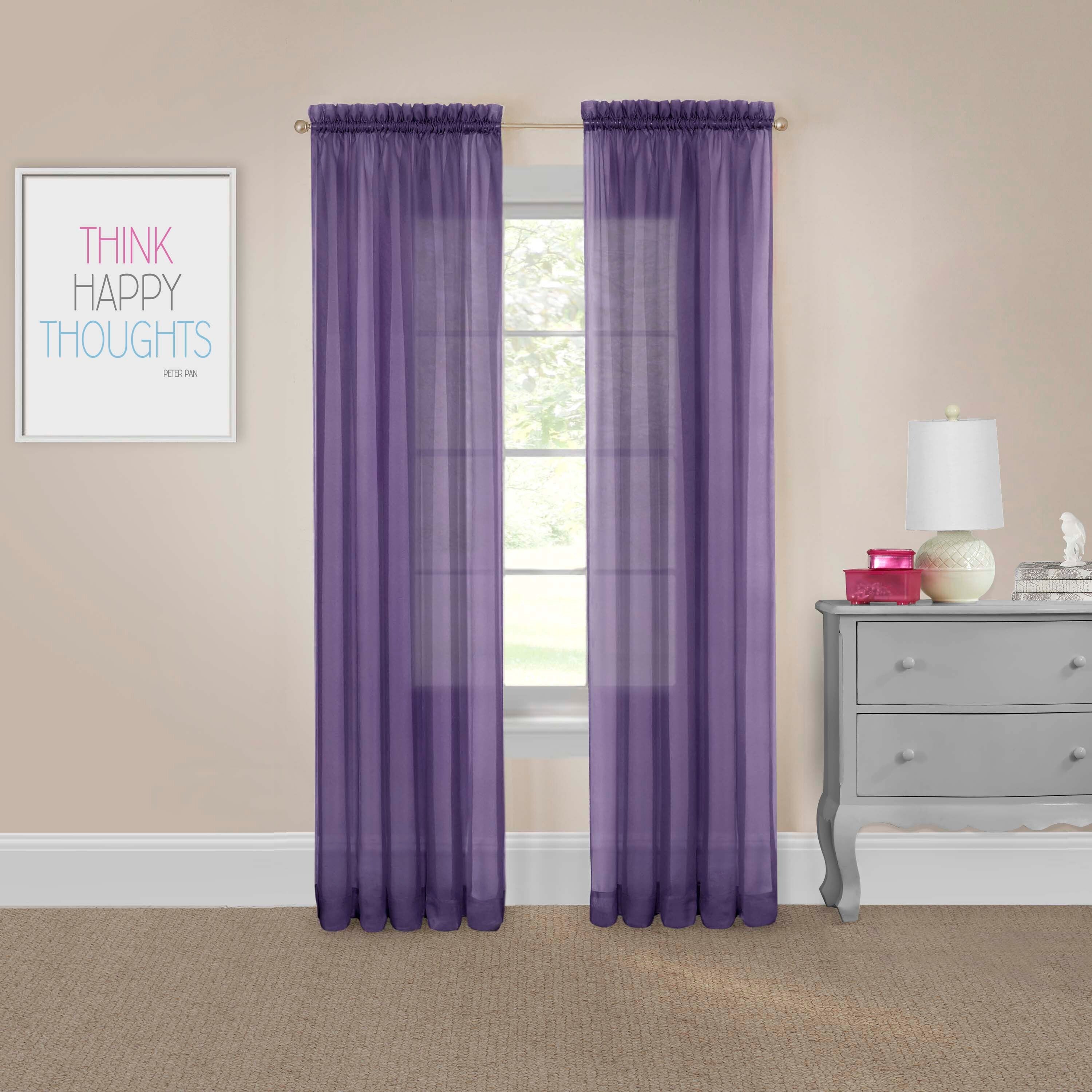  Pairs to Go Victoria Voile Sheer Rod Pocket Panel Pair - Purple - Bonton