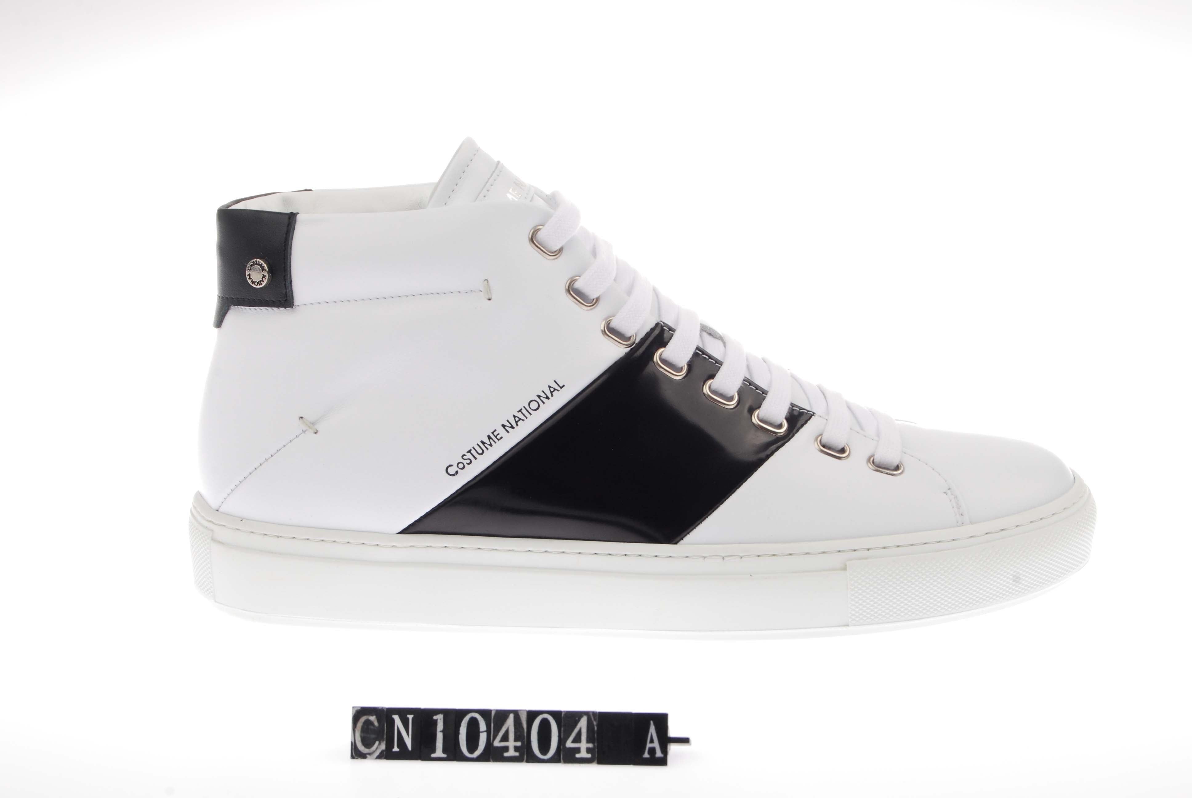  Costume National Logo Stripe High Top Sneaker - White - Bonton