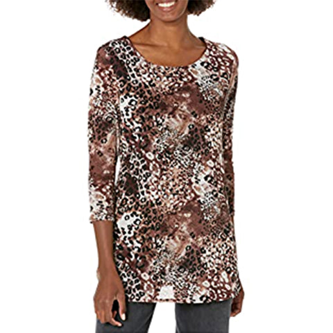 Tunic with 3-Quarter Sleeve Printed Mesh