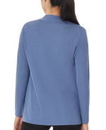 Open Front Ribbed Blue Icon Cardigan
