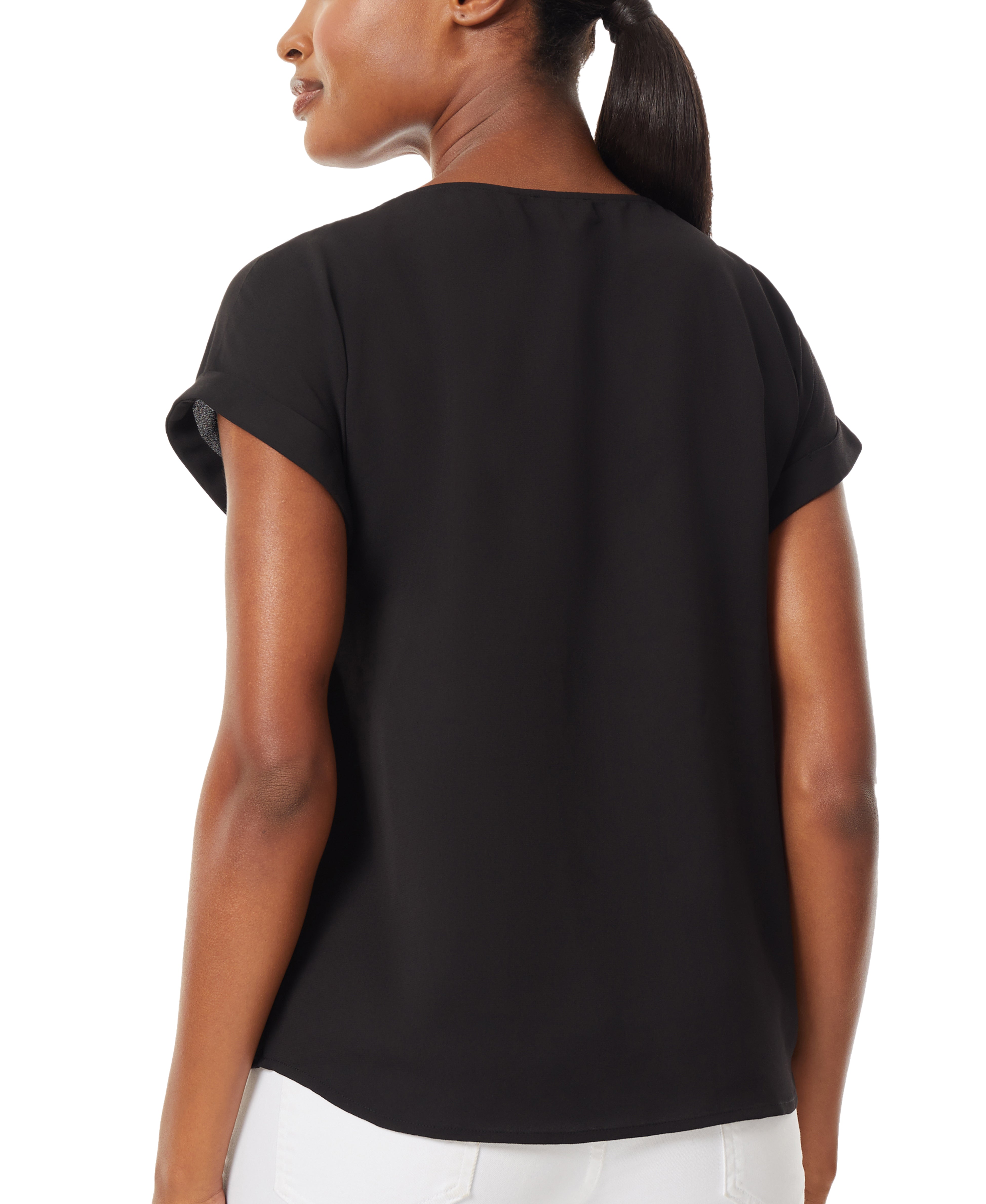  Jones New York Jones Black Short Sleeve Button Detail Blouse - Jones Black - Bonton