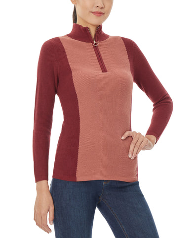 Colorblock Mock Neck Sweater