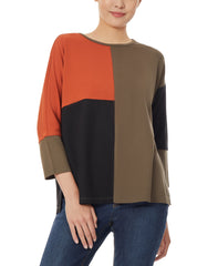 Colorblock 3/4 Dolman Sleeve Tunic