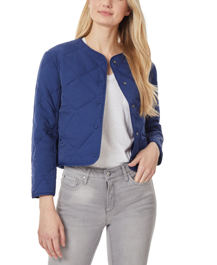 Quilted Collarless Jacket