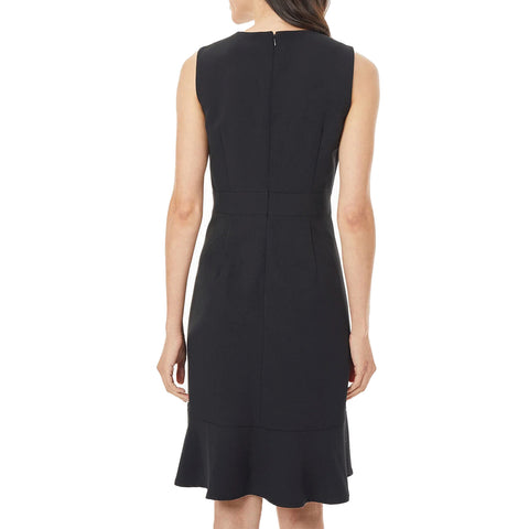 Button Front Ruffle Hem Sheath