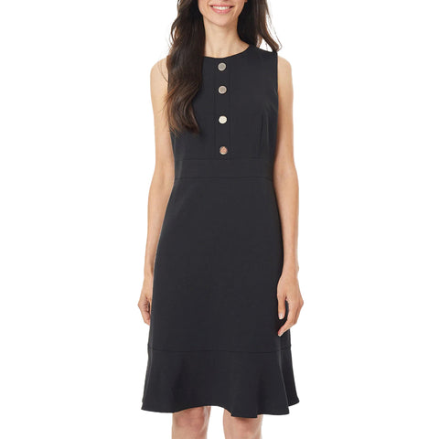 Button Front Ruffle Hem Sheath
