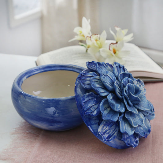 Blue Ceramic Flower Jar
