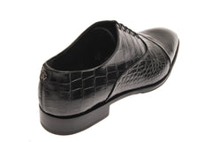 Black Crocodile Embossed Lace Up Shoe