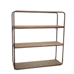 3-Tier Metal & Wood Wall Shelf