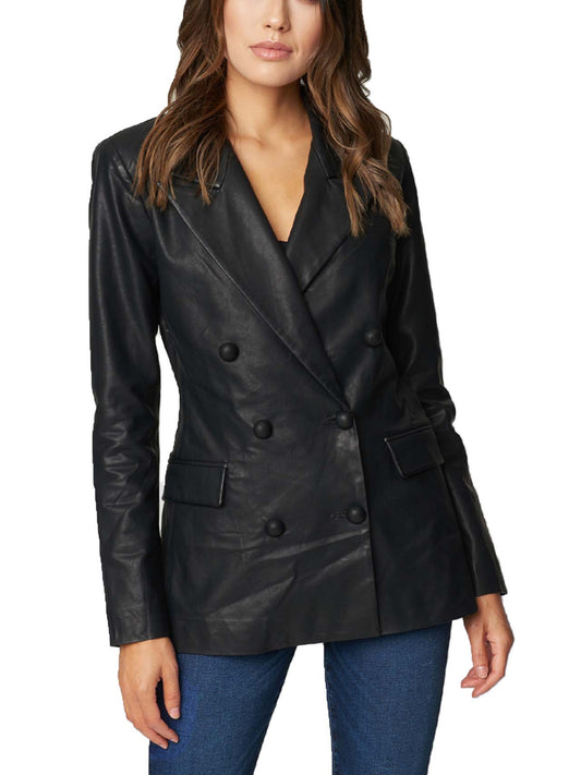 Sleek Vegan Leather Blazer