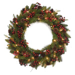 30" WREATH with RED BERRIES & Lights