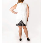 Plus Size V Neck Lace Sheath Dress With Lace Hem