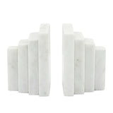 White Marble Block Bookends Set of 2