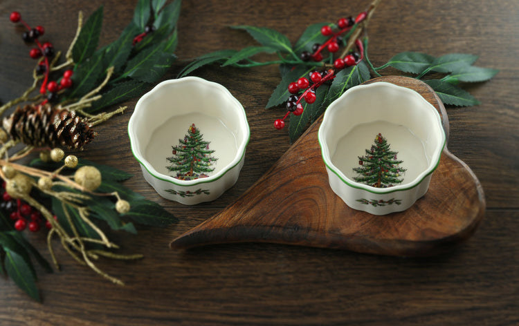 Christmas Tree Scalloped Ramekins Set of 2