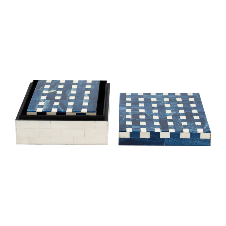 Plaid Resin Boxes Set of 2