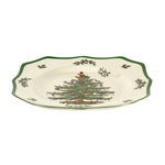 Christmas Tree Square Scalloped Dinner Plate Set of 4