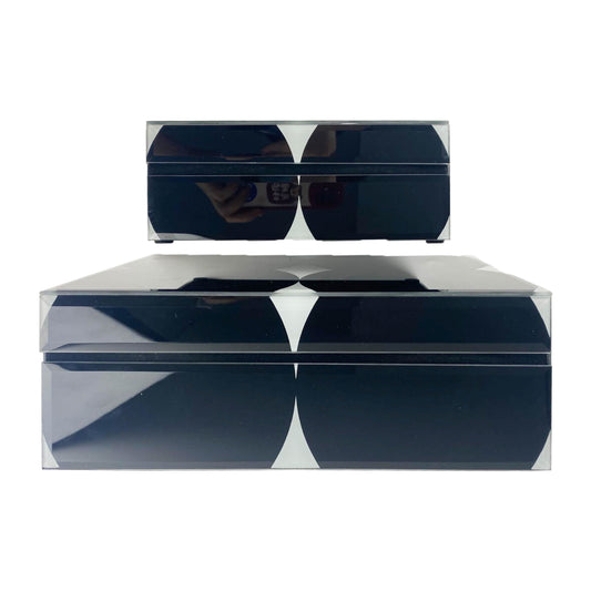 Abstract Wood Boxes Set of 2