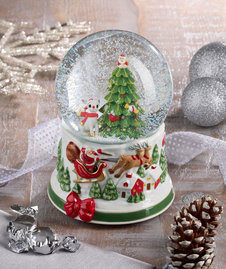 Christmas Tree Rudolph Snow Globe