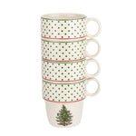 Christmas Tree Polka Dot Stackable Mug Set of 4