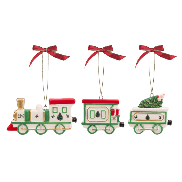 Christmas Tree 3 Piece Train Ornament Set