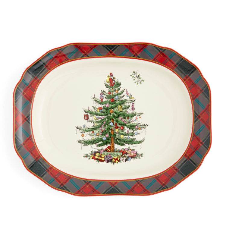 Christmas Tree Tartan Rectangular Platter