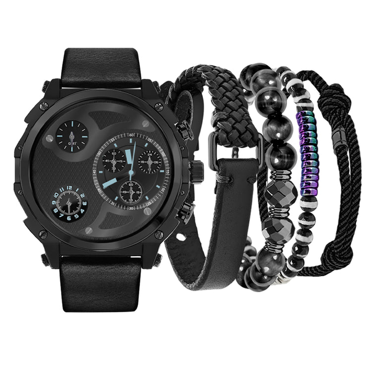 Analog Watch-Four Piece Bracelet Set