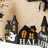 24.75"L Halloween Wooden Hinged Haunted House Table Decor