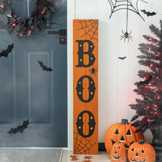 42"H Lighted Wooden BOO Porch Sign