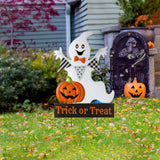 32"H Lighted Halloween Metal Ghost Yard Stake or Hanging Decor (KD, Two Function)