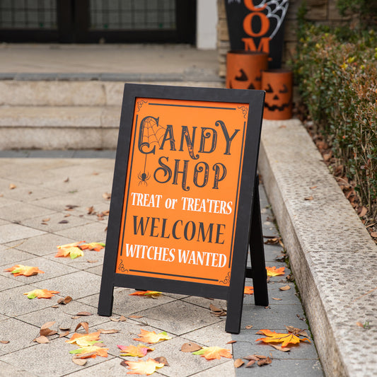24"H Halloween Wooden "Candy Shop" Standing Easel Sign or Hanging Decor (Two Function)
