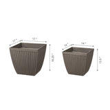 Set of 2 Eco-Friendly Oversized Square Fluted Planters
