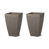 Set of 2 Eco-Friendly Tall Square Fluted Planters
